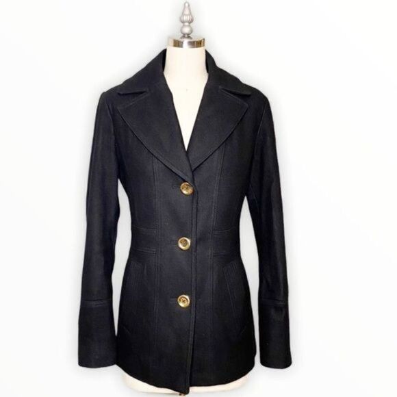Jason Cole Black Double Breasted Wool Winter Pea Coat - Picture 1 of 14